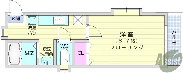ホワイトキャッスル南小泉ビレジD棟(1K/2階)の間取り写真