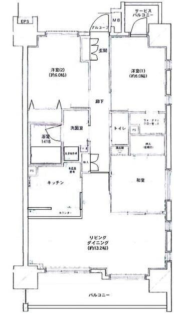 レクシオ金町(3LDK/6階)の間取り写真