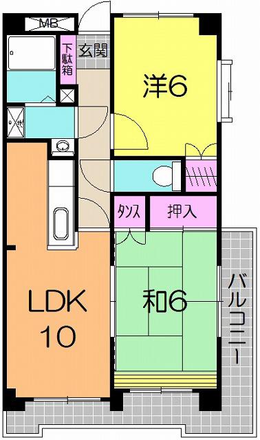 TGビル(2LDK/9階)の間取り写真