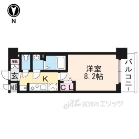 プレサンス THE KYOTO 東福寺 ウエスト(1K/4階)の間取り写真