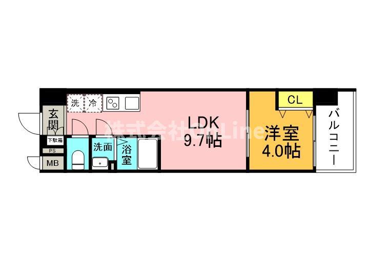 AND TERRACE 文の里(1LDK/5階)の間取り写真