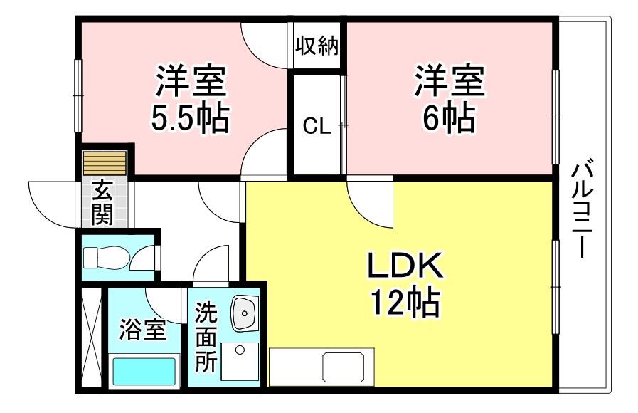 エスポワール21(2LDK/1階)の間取り写真