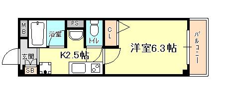コスティエーロ須磨(1K/1階)の間取り写真