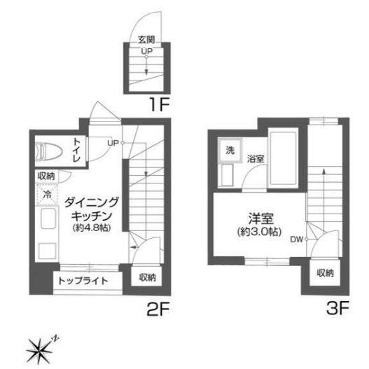 FAREウエハラコマチ(1DK/2階)の間取り写真
