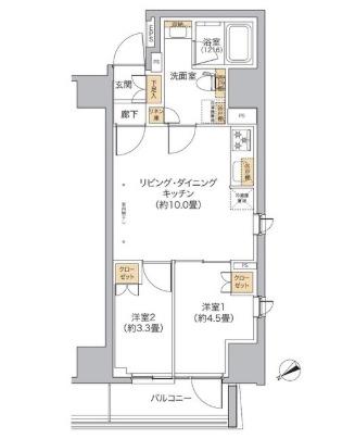 リビオメゾン新宿ウエスト(2LDK/13階)の間取り写真