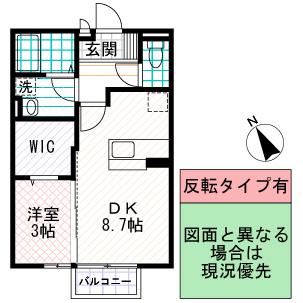 グランドソレーユY(1DK/1階)の間取り写真
