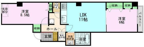 メイジョン・ド・マルセリーヌ尾張町(2LDK/2階)の間取り写真