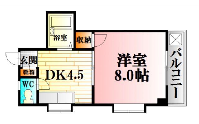 岡田ビル(1K/2階)の間取り写真