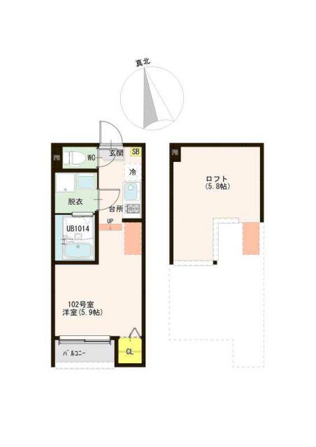 ハーモニーテラス深草佐野屋敷町(ワンルーム/2階)の間取り写真
