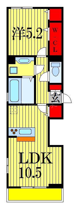 グランディオ西船(1LDK/3階)の間取り写真