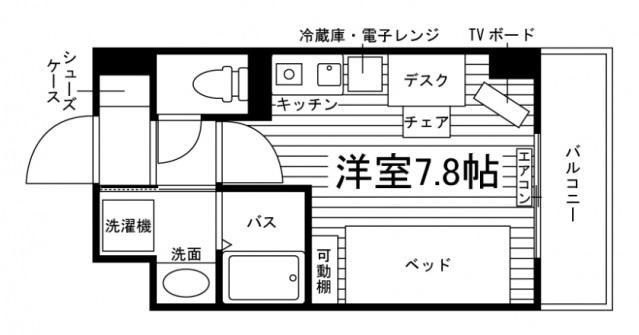 リビスタ盛岡駅前(ワンルーム/9階)の間取り写真
