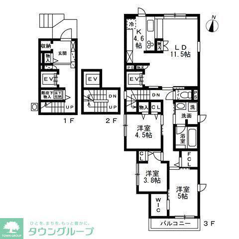 渋谷区本町HK0324 (3LDK/3階)の間取り写真