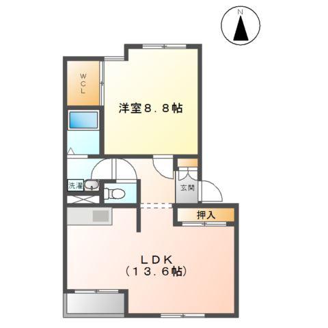 ミロワール・M(1LDK/2階)の間取り写真