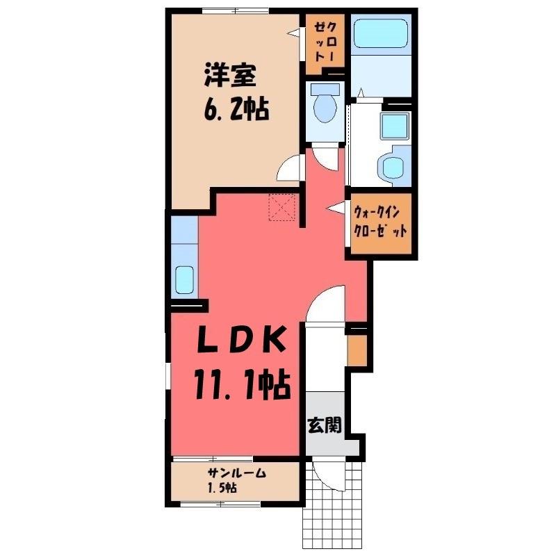 ハピネス(1LDK/1階)の間取り写真