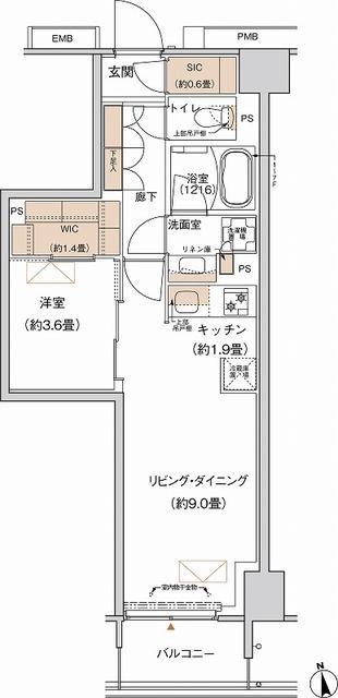 プライムネクサス大森北(1LDK/3階)の間取り写真