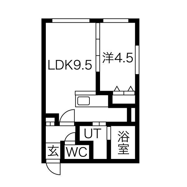 アルファスクエア元町(1LDK/2階)の間取り写真