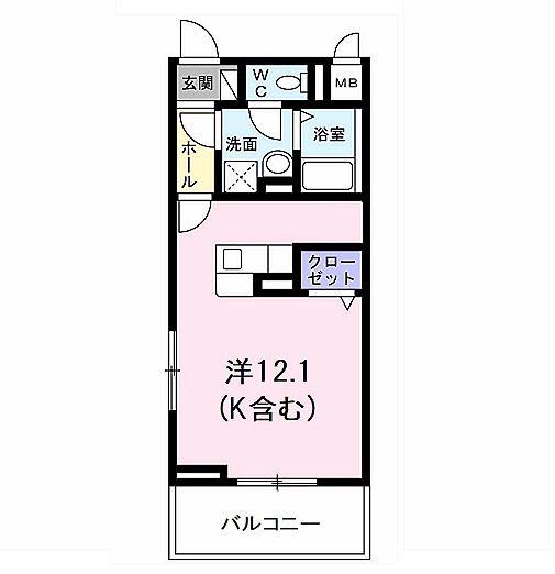 グラン シャルム(ワンルーム/2階)の間取り写真