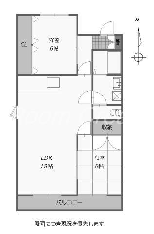 西原ハイツ(2LDK/3階)の間取り写真