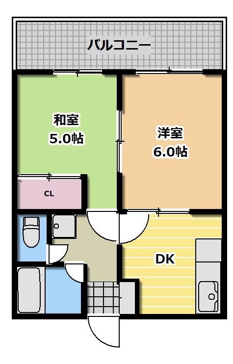 前田ハイツ神祇官(2DK/1階)の間取り写真