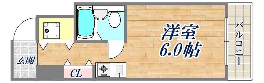 キューブ塚口(ワンルーム/2階)の間取り写真