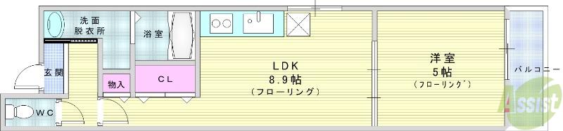 フジパレス池田南III番館(1LDK/3階)の間取り写真