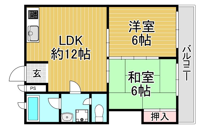 ニュータウン中田(2LDK/2階)の間取り写真