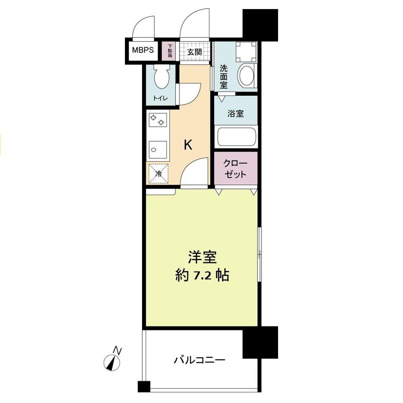 レジディア博多II(1K/2階)の間取り写真