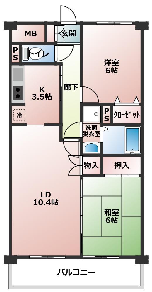 ぷらすぴあ・さいとうII(2LDK/3階)の間取り写真