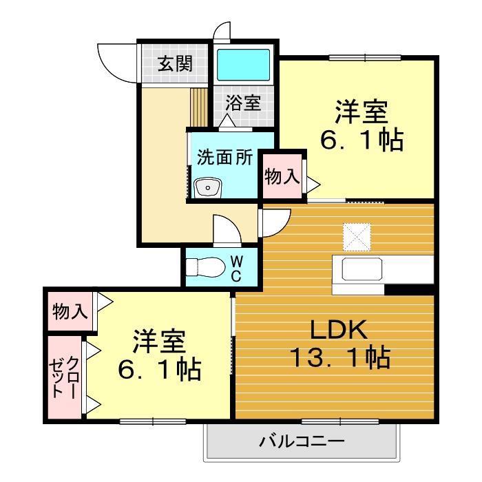 シャーメゾン ウィステリア B棟(2LDK/1階)の間取り写真