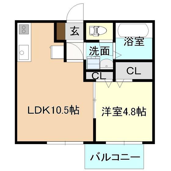 メゾンK(1LDK/2階)の間取り写真