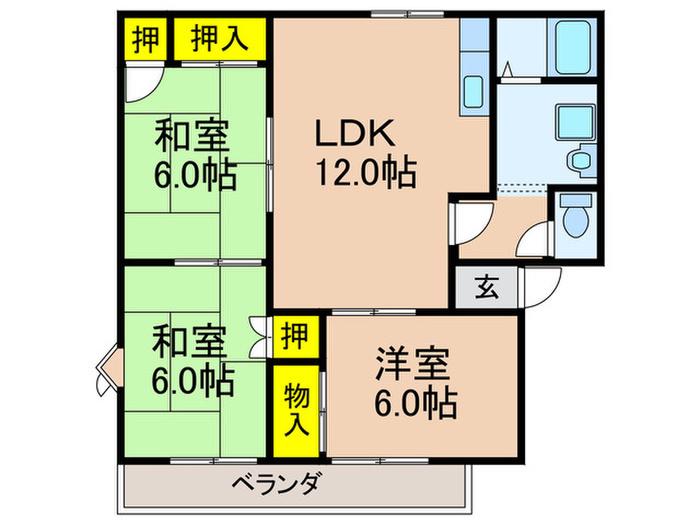 エクセル平井II B棟(3LDK/1階)の間取り写真