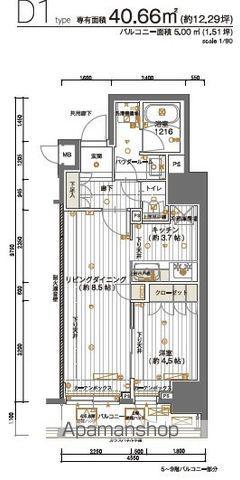 メインステージ神田須田町(1LDK/6階)の間取り写真