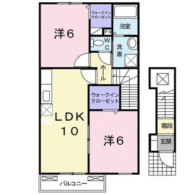 カーサプラシードA(2LDK/2階)の間取り写真