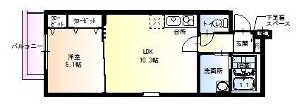 フジパレス豊里III番館(1LDK/1階)の間取り写真