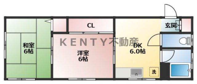 第5富士美ハイツ(2DK/2階)の間取り写真