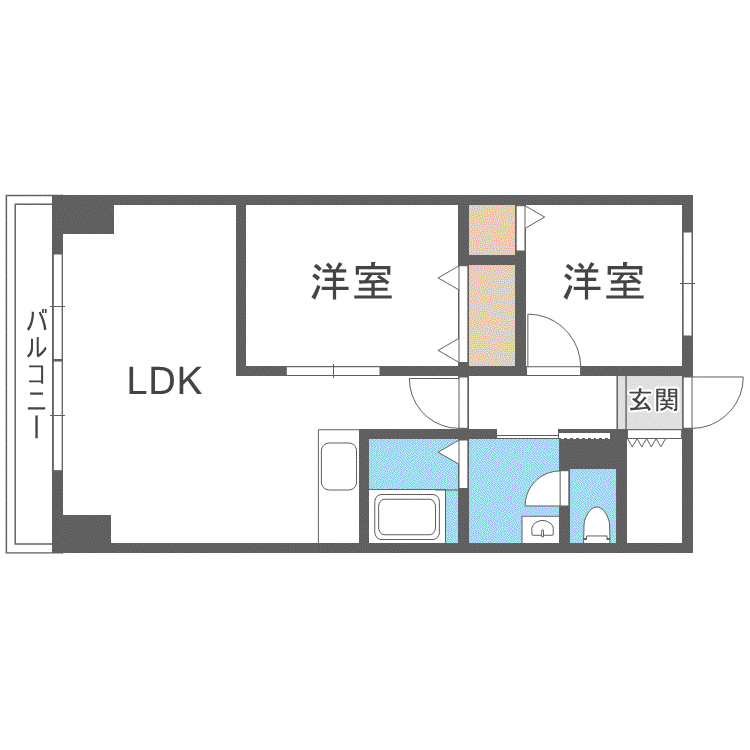 サウスヒル(2LDK/2階)の間取り写真