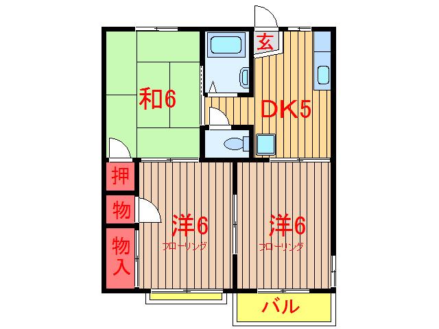 ガーデンハイツ遠部I(3DK/1階)の間取り写真