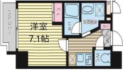 ユリシス新神戸(1K/9階)の間取り写真