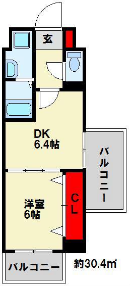コンフォートスクエアー安部山(1DK/3階)の間取り写真