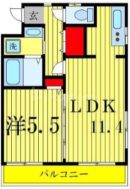 コンフォートヴィレッジ(1LDK/4階)の間取り写真