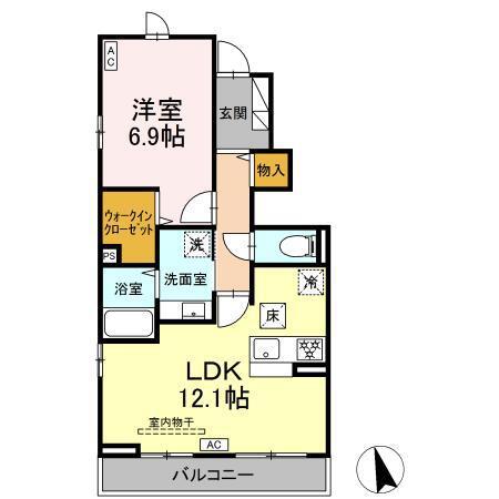 レジデンスK(1LDK/1階)の間取り写真