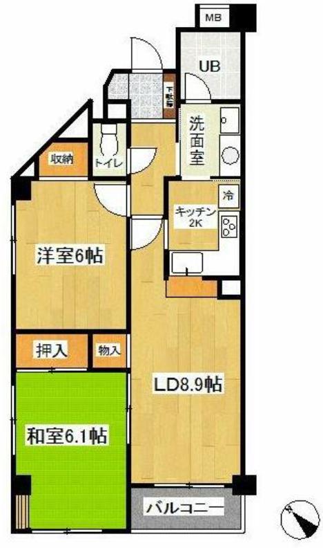 グランディつつじ(2LDK/2階)の間取り写真