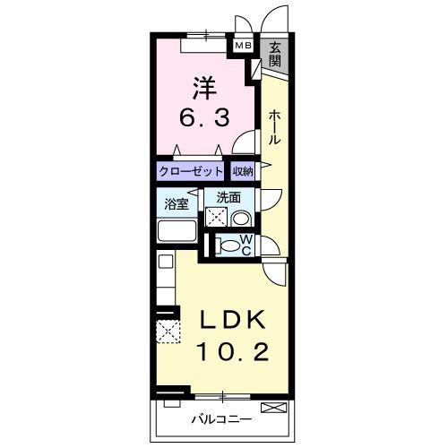 ファーストヒルズII(1LDK/3階)の間取り写真