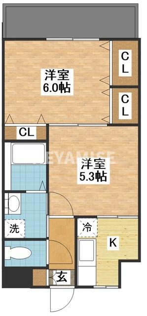 ステートリーマンション鷲崎(2K/3階)の間取り写真