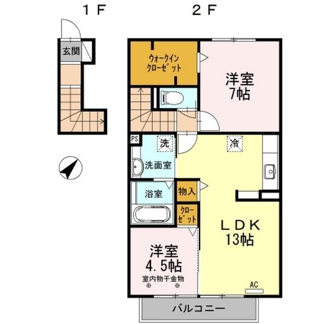 クレール(2LDK/2階)の間取り写真