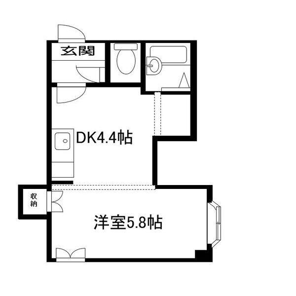 シュアーヴ23(1DK/4階)の間取り写真