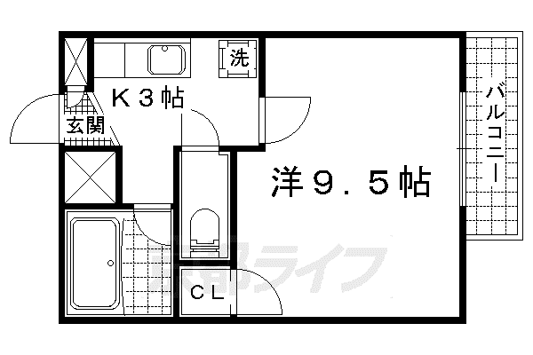 SAKIZOメゾン北花山(1K/3階)の間取り写真
