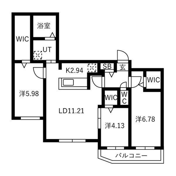 SーPRIME新札幌(3LDK/2階)の間取り写真