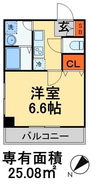 ソレイユ津田沼(1K/4階)の間取り写真