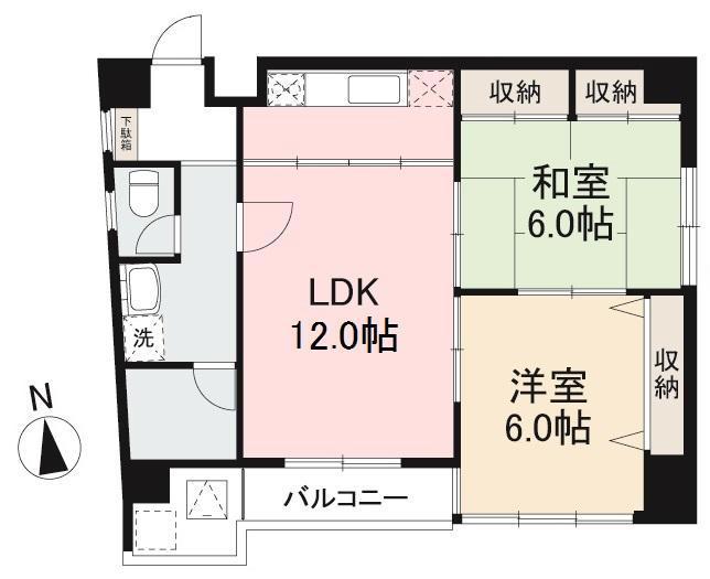 ロイヤルメゾン栗林(2LDK/5階)の間取り写真